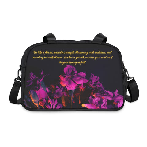 Bolsa de gimnasio con flores motivacionales para viajes nocturnos y gimnasia