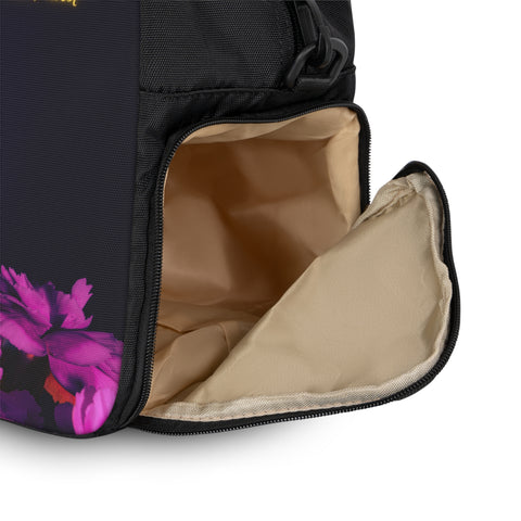 Bolsa de gimnasio con flores motivacionales para viajes nocturnos y gimnasia