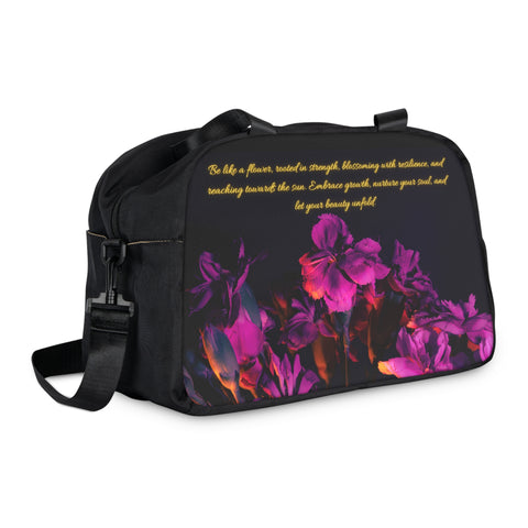 Bolsa de gimnasio con flores motivacionales para viajes nocturnos y gimnasia