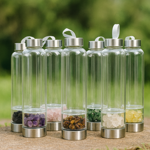Crystal-Infused Glass Water Bottle – Hydration with purpose. Support for your day.