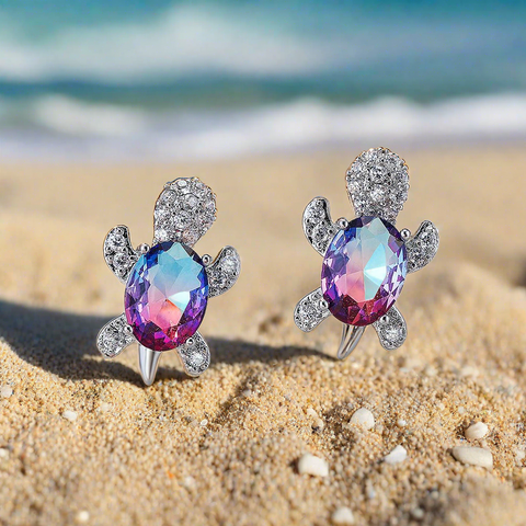 Dainty Turtle Patience Earrings Red, Purple, Pink, Blue, Ombre, Rainbow, Green, Yellow