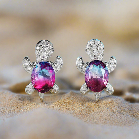 Dainty Turtle Patience Earrings Red, Purple, Pink, Blue, Ombre, Rainbow, Green, Yellow