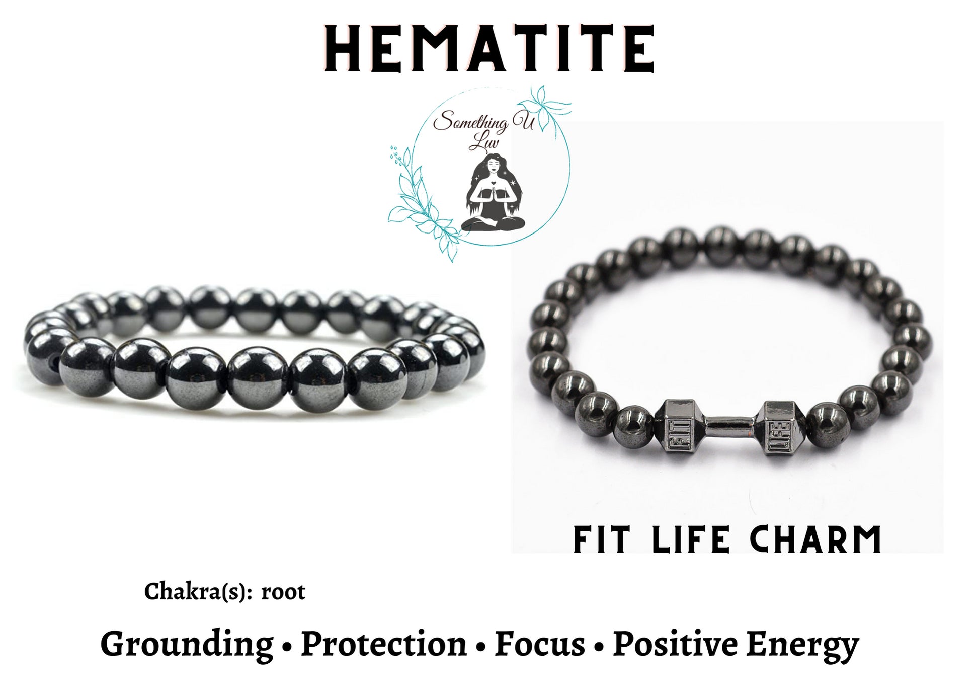 Positive Vibes Grounding, Protection & Concentration Hematite Bracelet For Him - Something U Luv
