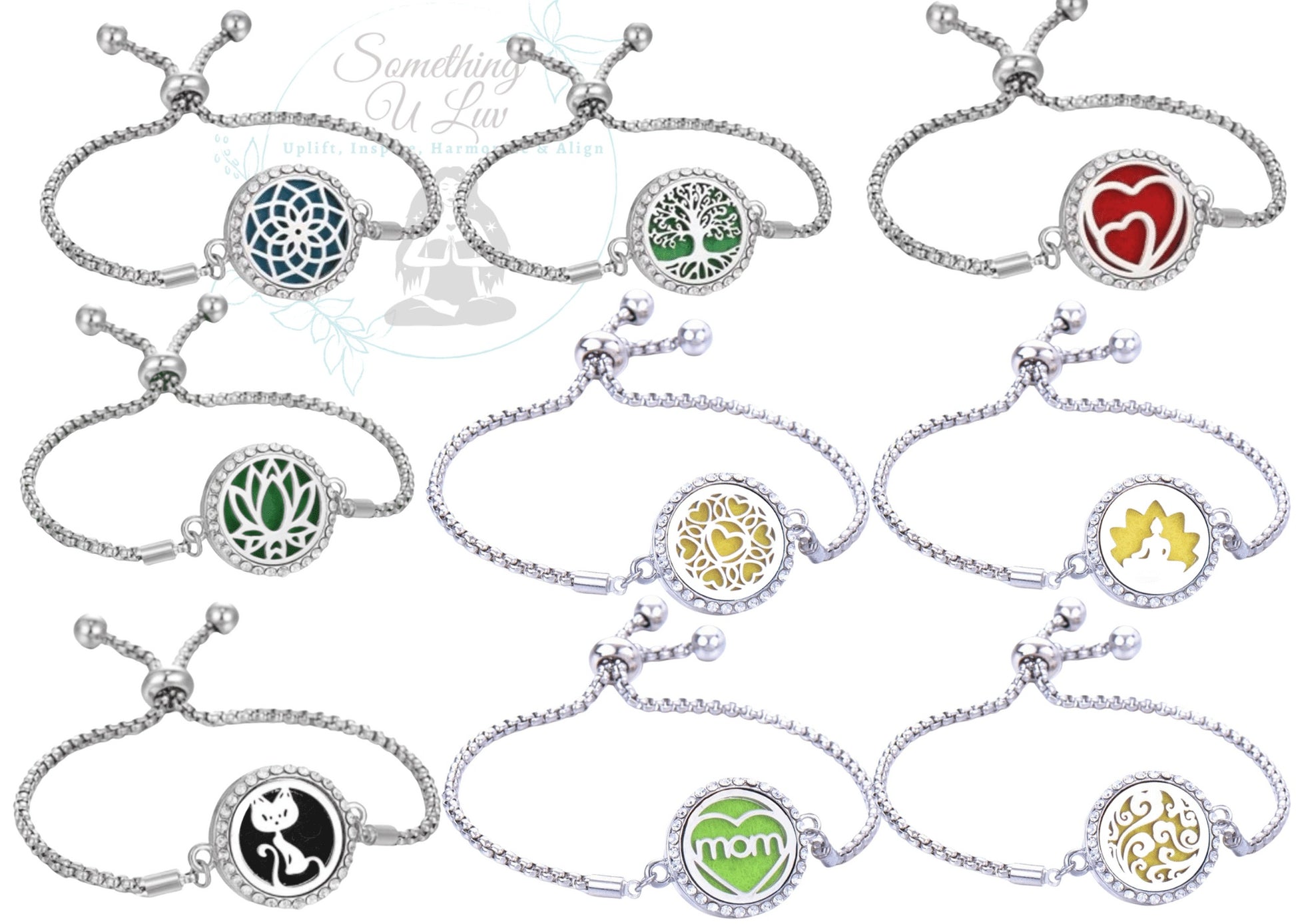 Necklace & Bracelet Set - Mood Boosting, Calming Aromatherapy Diffuser Sparkling Necklace & Bracelet Bundle