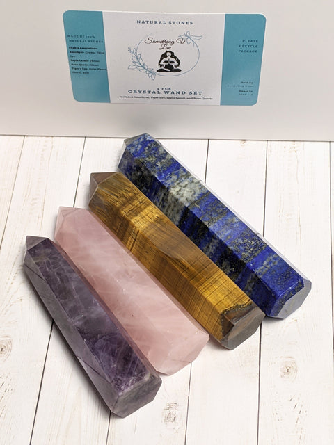 4 Pcs Healing Crystal Point Wand Set | Something U Luv