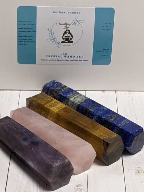 4 Pcs Healing Crystal Point Wand Set | Something U Luv