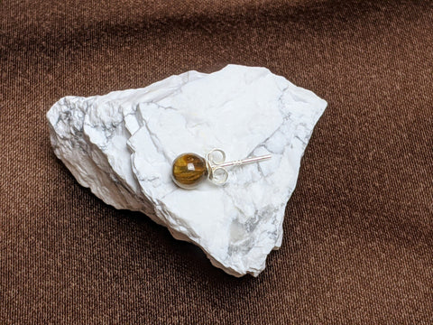 Earrings - Natural Stone Stud Earrings With 925 Sterling Silver Backing