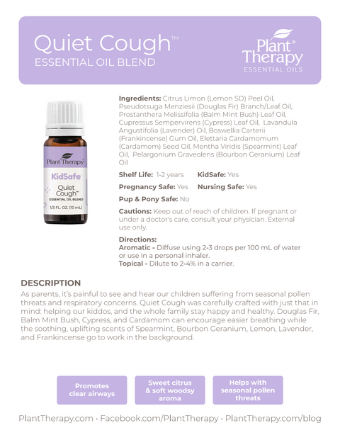 Mezcla de aceites esenciales Quiet Cough™ KidSafe de Plant Therapy