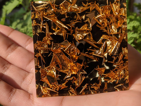 Pyramid - Tiger’s Eye & Obsidian Wisdom Transformation Good Health Orgone Pyramid