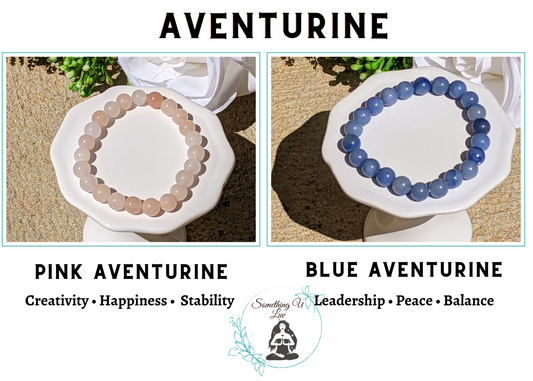 Blue Aventurine Leadership Bracelet - Inner Peace & Self-Discipline, Pink Aventurine Bracelet Stone for Letting Go, Creative Inspiration