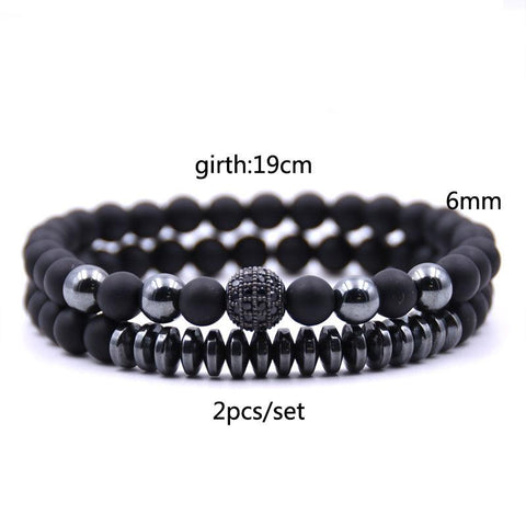 Black Frosted Matte  Couples Distance Bracelet | Something U Luv