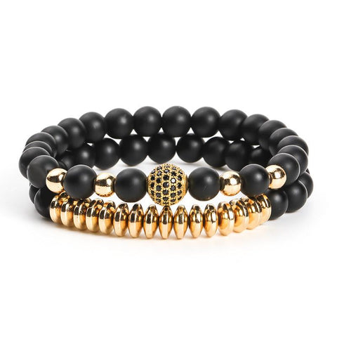 Black Frosted Matte  Couples Distance Bracelet | Something U Luv