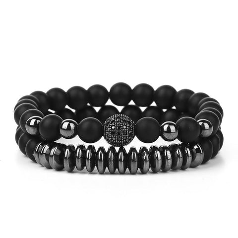 Black Frosted Matte  Couples Distance Bracelet | Something U Luv