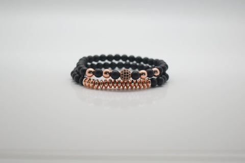 Black Frosted Matte  Couples Distance Bracelet | Something U Luv