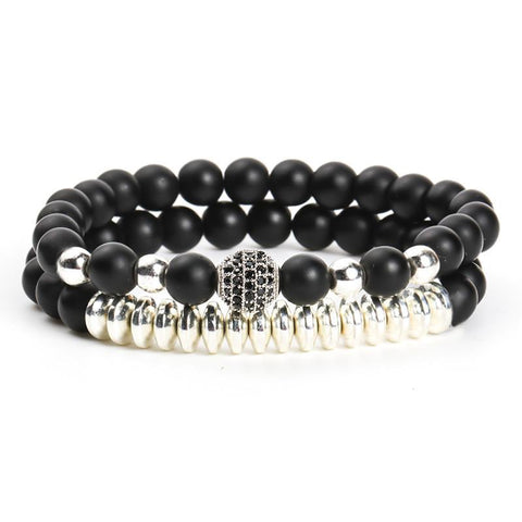 Black Frosted Matte  Couples Distance Bracelet | Something U Luv