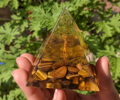 Tree of Life Tiger’s Eye & Peridot Abundance & Balance Orgone Pyramid - Something U Luv
