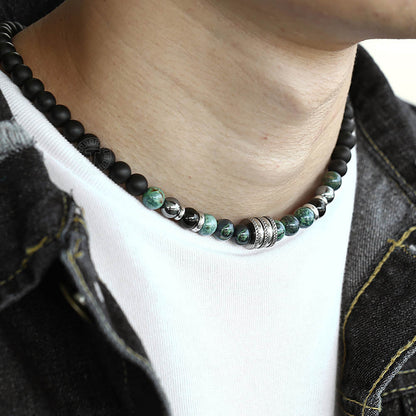 Necklace - Charm Retro Beaded Energy Chakra Choker Necklaces, Tiger Eye, Jasper And Onyx