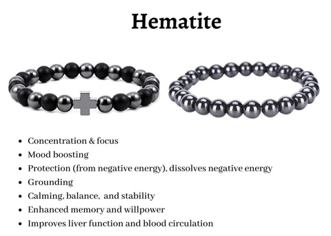 Bracelet - Black Agate & Hematite, Root Chakra Healing energy grounding protection tBracelet Set
