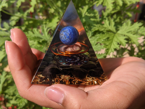 Lapis Lazuli Obsidian Transformation & Growth Orgone Pyramid - Something U Luv