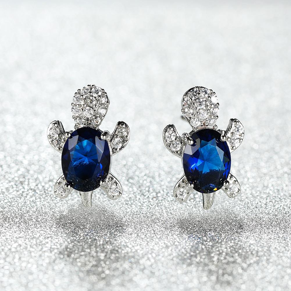 Stud Earrings - Blue Turtle  Earrings , September birthday earrings