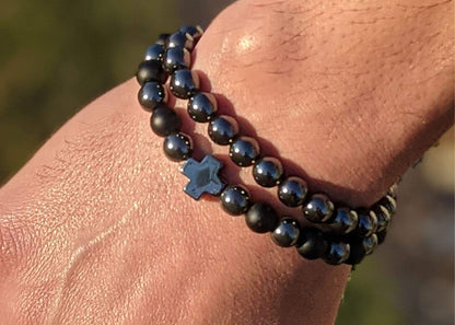Bracelet - Black Agate & Hematite, Root Chakra Bracelet Set