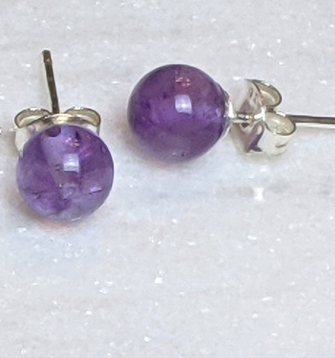 Earrings - Natural Stone Stud Earrings With 925 Sterling Silver Backing