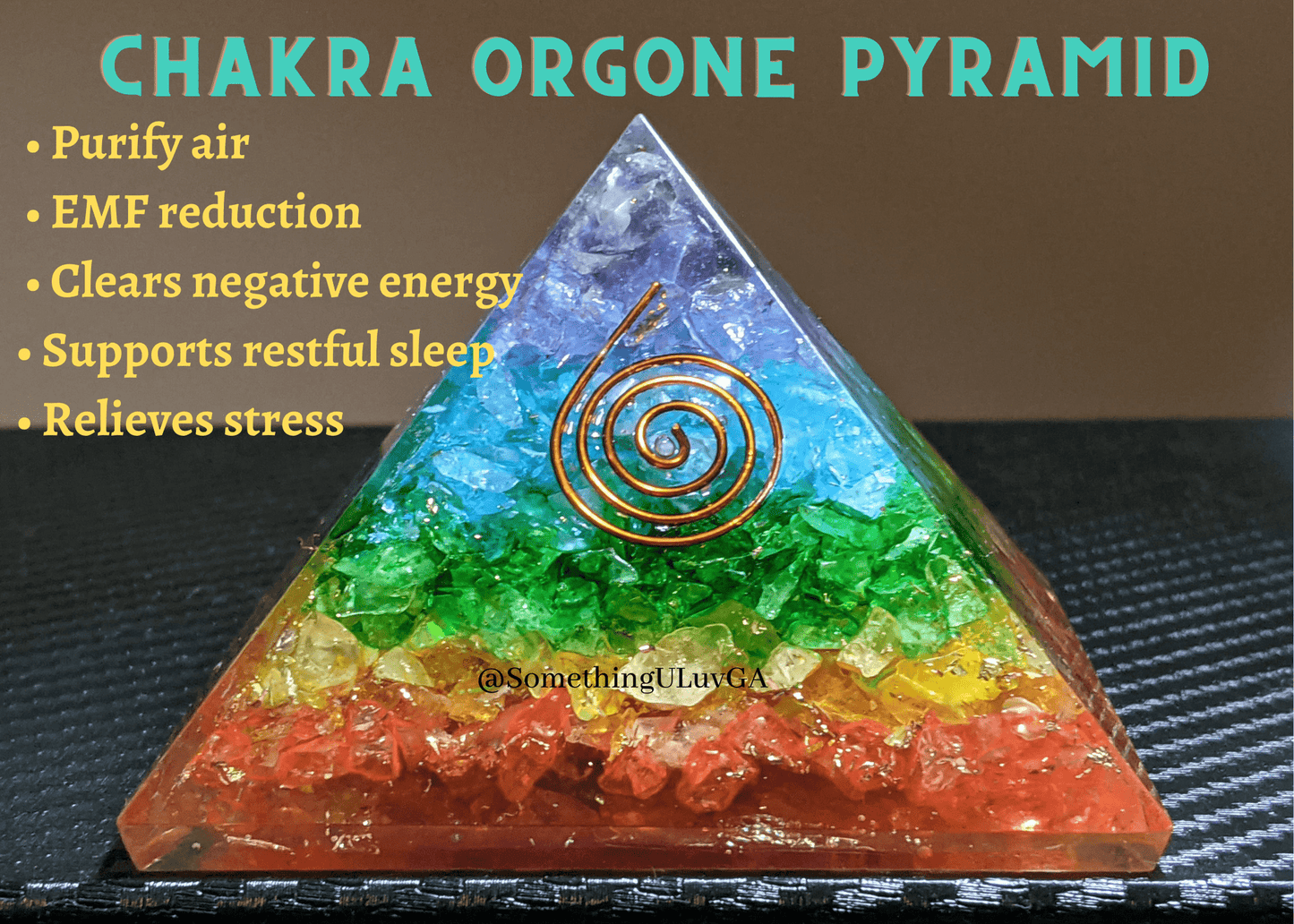 7 Chakra Orgone Clearing Pyramid, EMF reduction pyramid