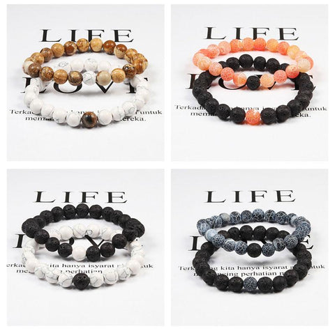 Two Stone Couples Distance  Beaded Yoga Bracelets  | Something U Luv