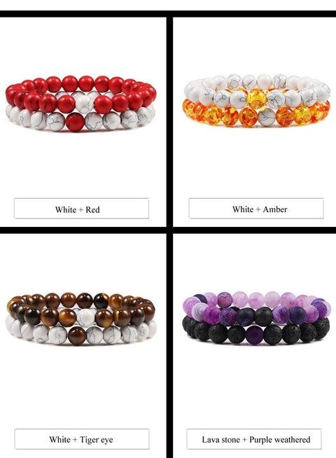 Two Stone Couples Distance  Beaded Yoga Bracelets  | Something U Luv